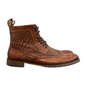 Marc Nolan Belmont Woven Leather Wingtip Boots 14 Men's Brown Combat Steampunk